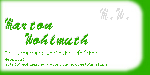 marton wohlmuth business card